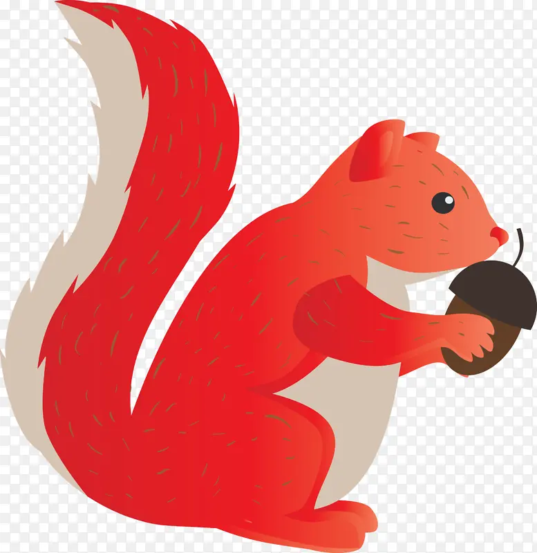 水彩画松鼠卡通尾巴欧亚红松鼠动物形象灰松鼠