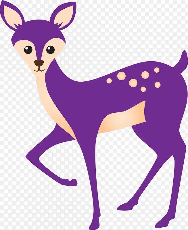水彩鹿 紫色 鹿