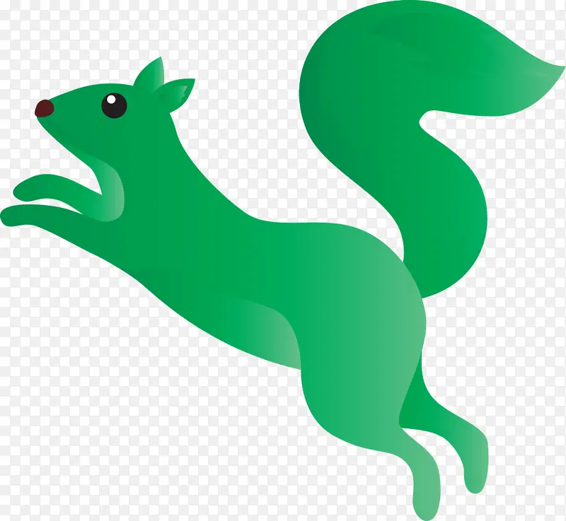 水彩画松鼠 绿色 松鼠
