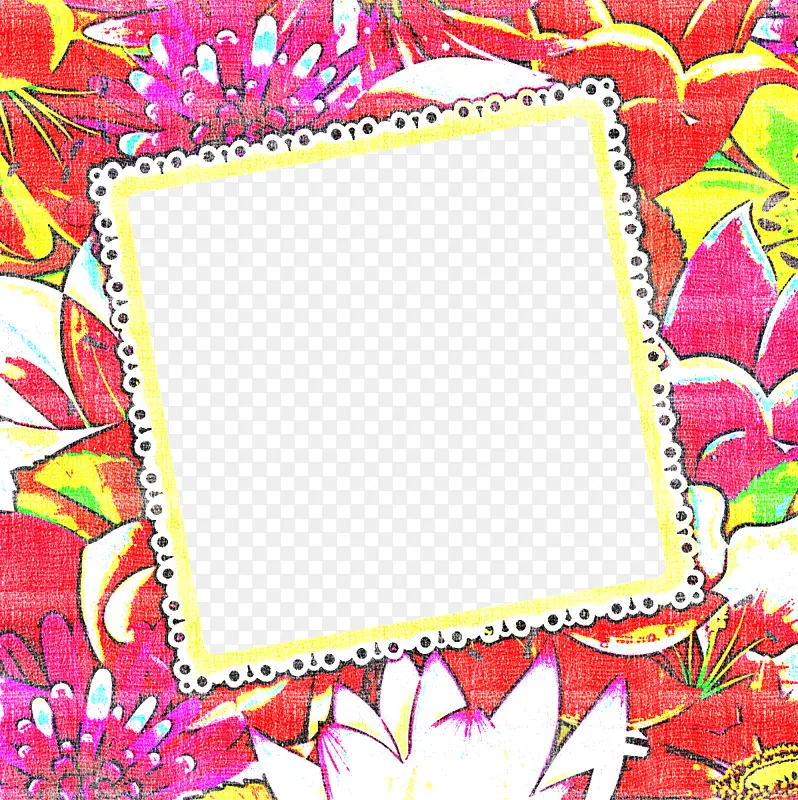 花朵矩形框 粉色 相框