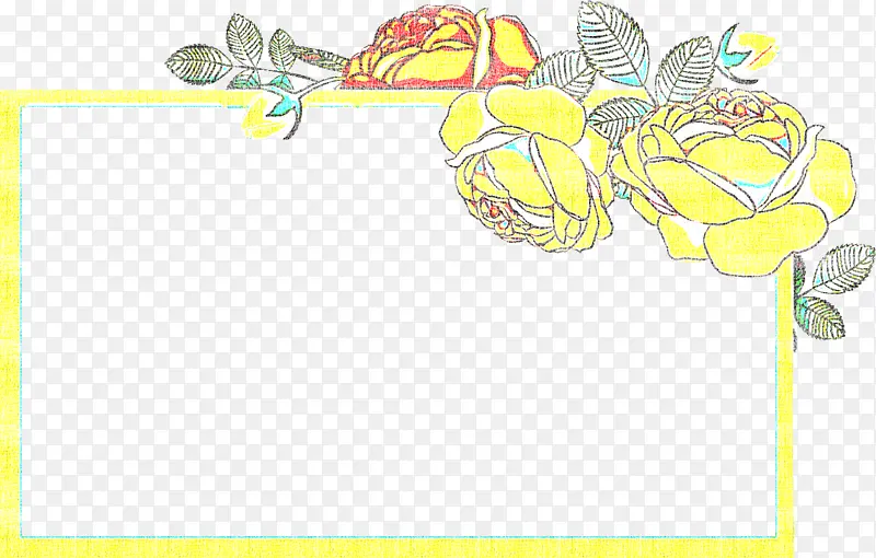 花朵矩形框 黄色 文本