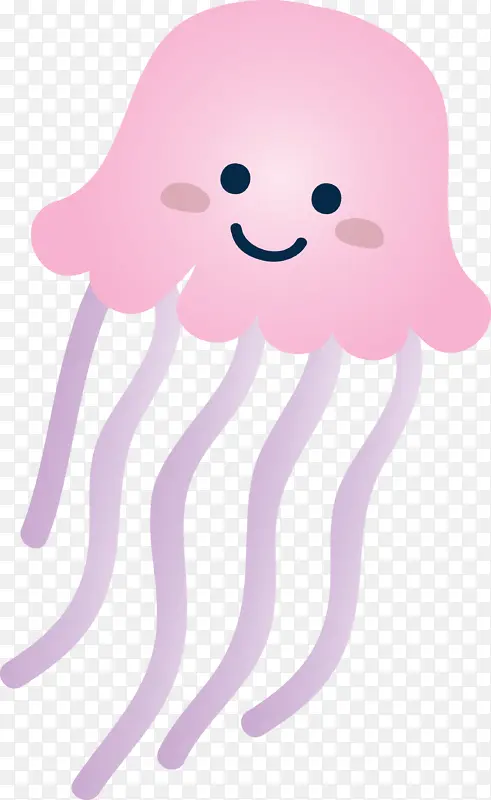 粉色卡通章鱼水母小胡子