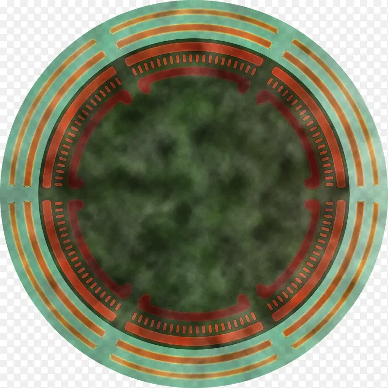 圆形框架 绿色 盘子
