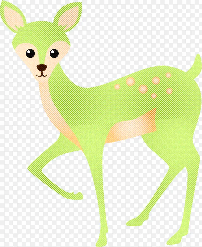 水彩鹿 绿色 鹿
