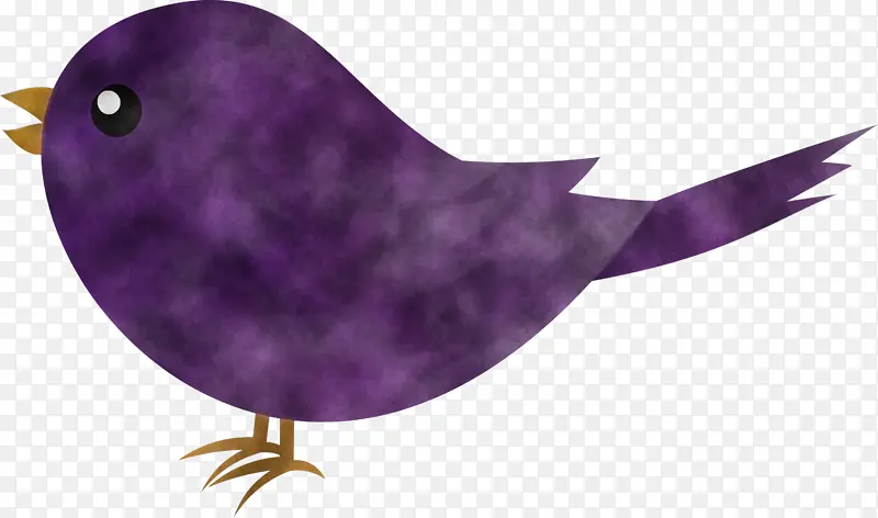 水彩鸟 紫色 鸟