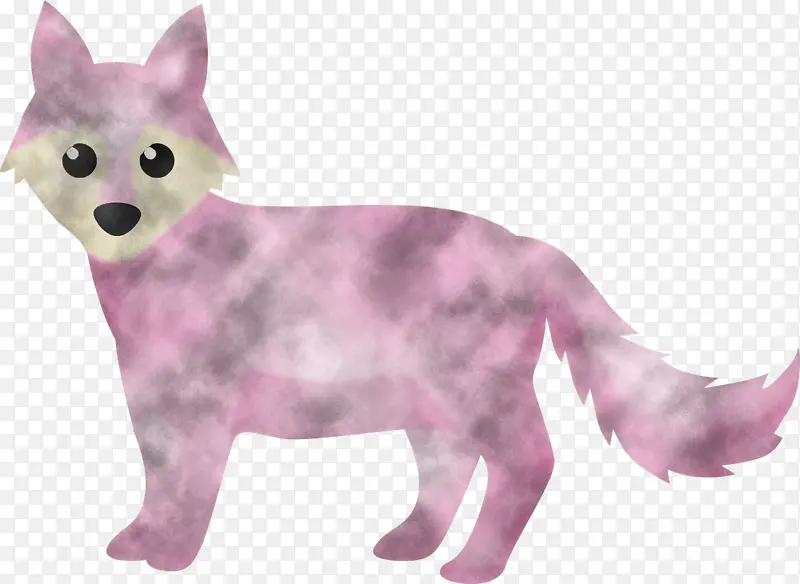 水彩狐狸 粉色 动物形象