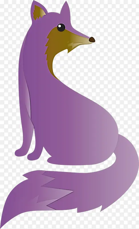 水彩画狐狸 紫色 卡通