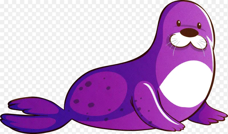 水彩海狮 紫罗兰 紫色