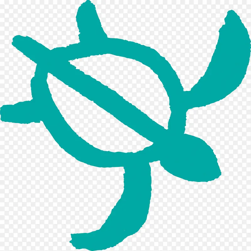 水彩乌龟 绿松石 青色