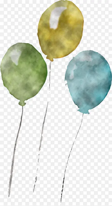 水彩气球 绿色 叶子