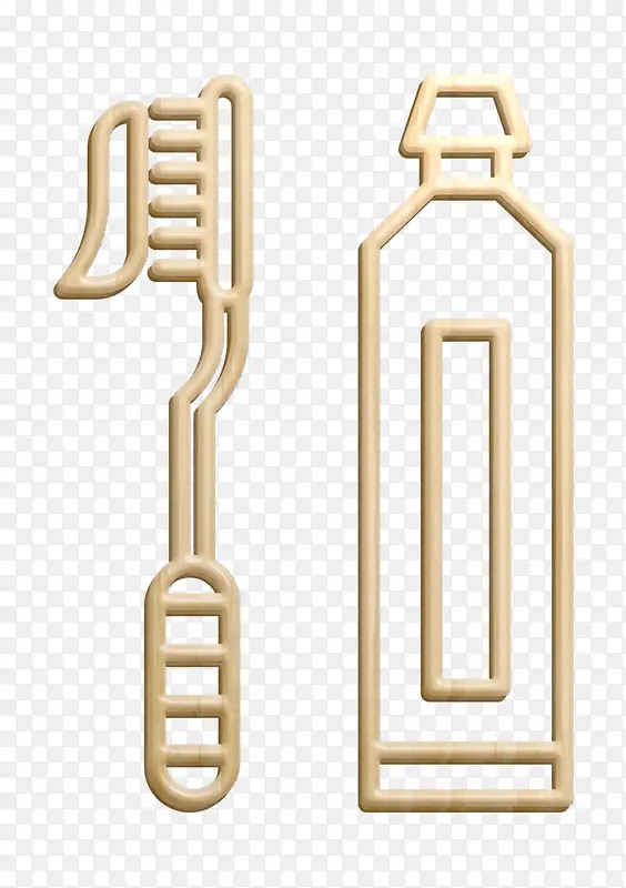 清洁图标 牙刷图标 黄铜