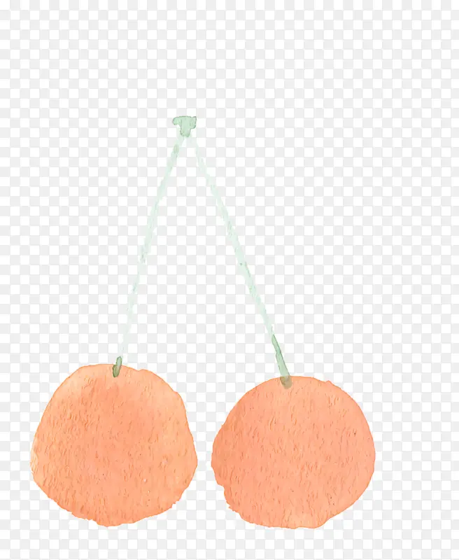 水彩画樱桃 橘子 桃子