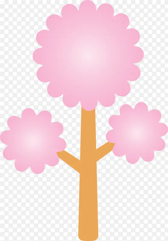 抽象树 卡通树 粉色