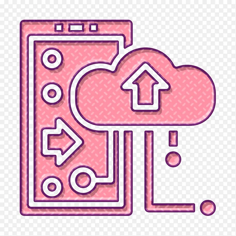 云存储图标 移动界面图标 粉色