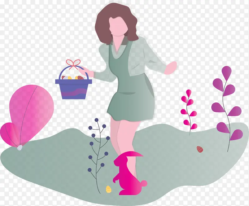 寻找复活节彩蛋 粉色 卡通