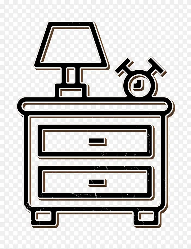 家居设备图标 床头柜图标 家具和家居图标