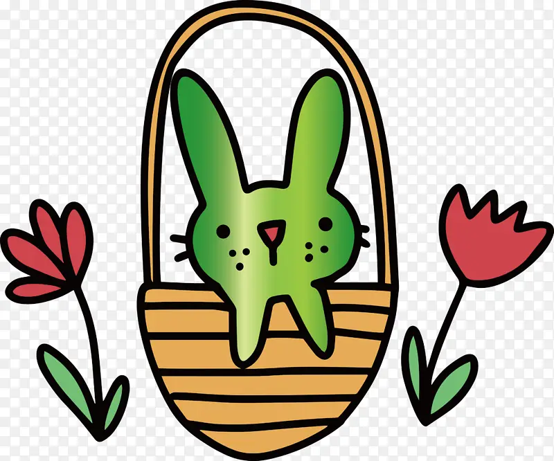 复活节快乐 绿色 兔子和野兔