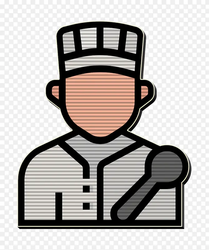 工作和职业图标 厨师图标 线条