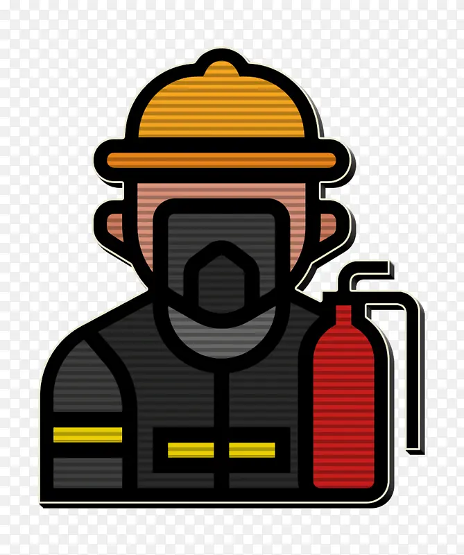工作和职业图标 消防员图标 线条