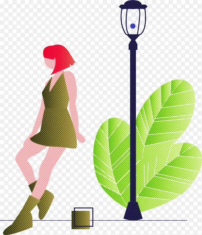 现代女孩 叶子 植物