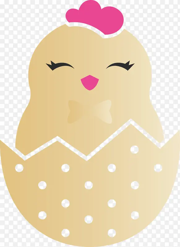 蛋壳小鸡复活节可爱小鸡粉色圆点米色胡子