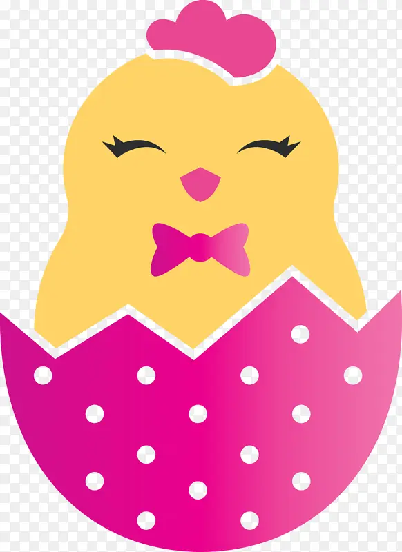 蛋壳小鸡复活节可爱小鸡粉色卡通圆点心形品红色胡子微笑
