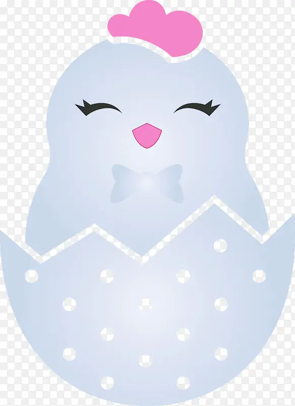 蛋壳小鸡复活节可爱小鸡水彩颜料湿墨水粉色圆点小胡子