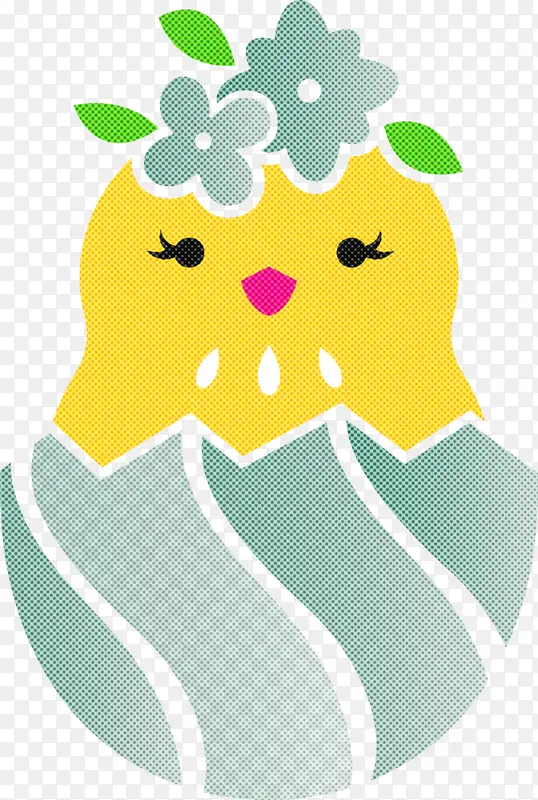 蛋壳小鸡复活节可爱小鸡绿色黄色