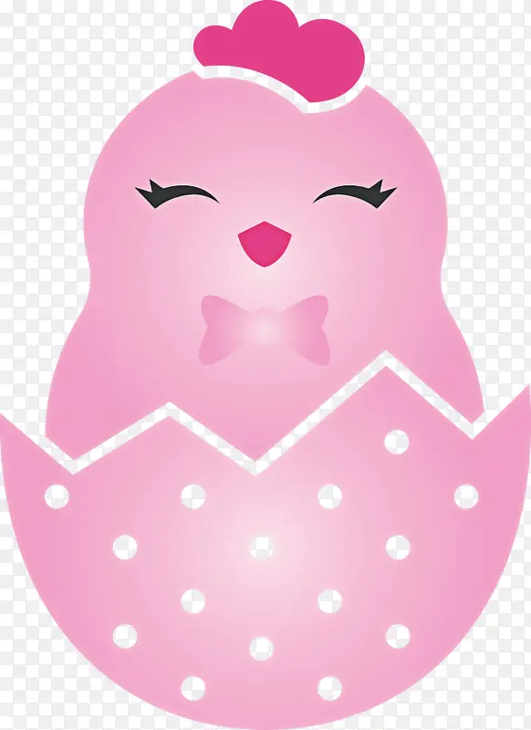 蛋壳小鸡复活节可爱小鸡粉色圆点