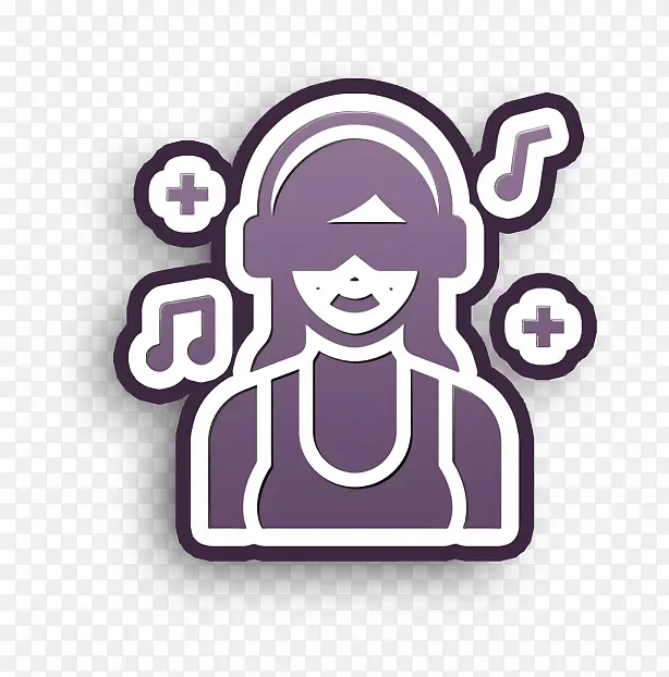 职业女性图标 紫色 头部