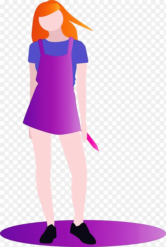 时尚女孩 紫色 站立