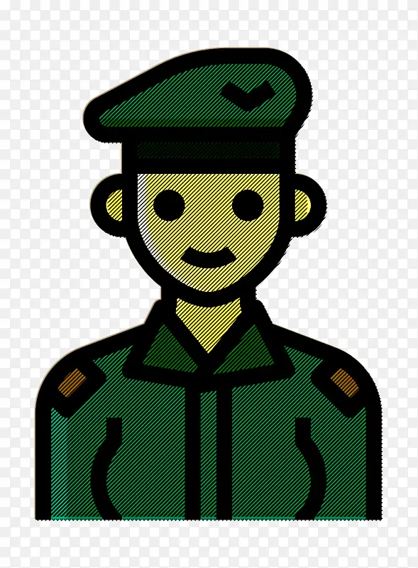 职业女性图标 士兵图标 绿色