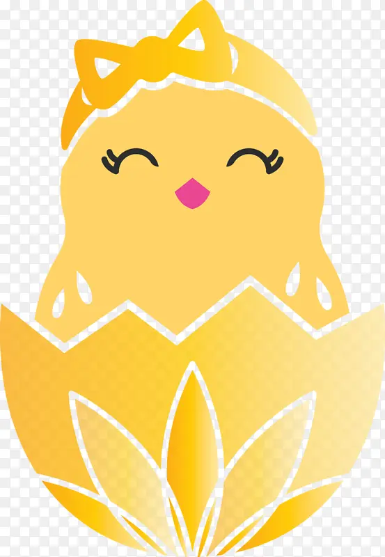 蛋壳小鸡复活节可爱小鸡黄色微笑