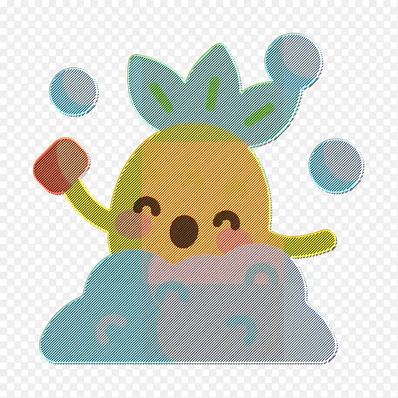 菠萝人物图标 淋浴图标 卡通