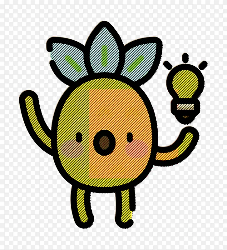 菠萝人物图标 创意图标 黄色
