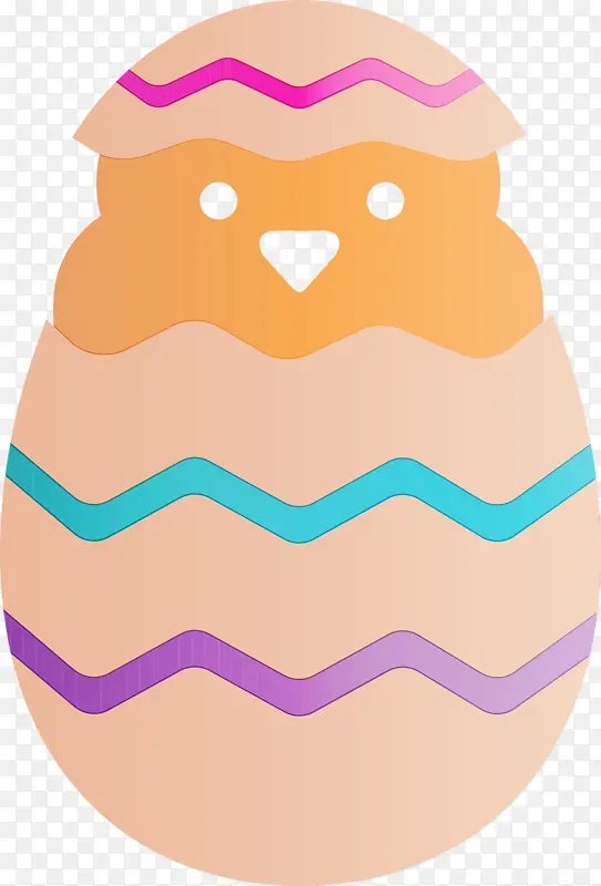 鸡蛋里的小鸡 复活节快乐 水彩