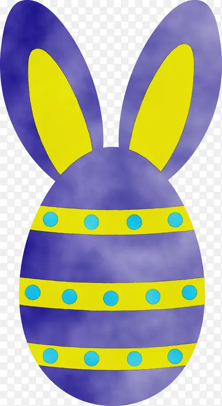复活节彩蛋有兔子耳朵 水彩 油漆