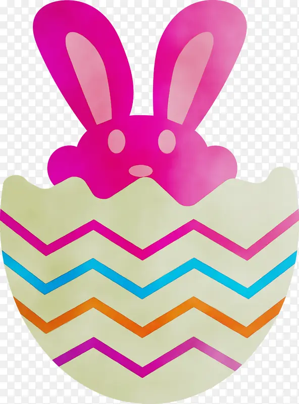 彩蛋里的兔子 复活节快乐 水彩