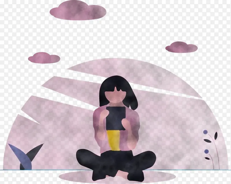 阅读女孩 紫色 粉色