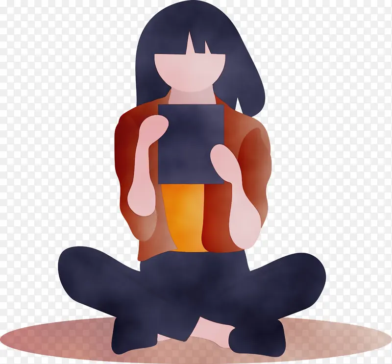 阅读女孩 水彩 油漆