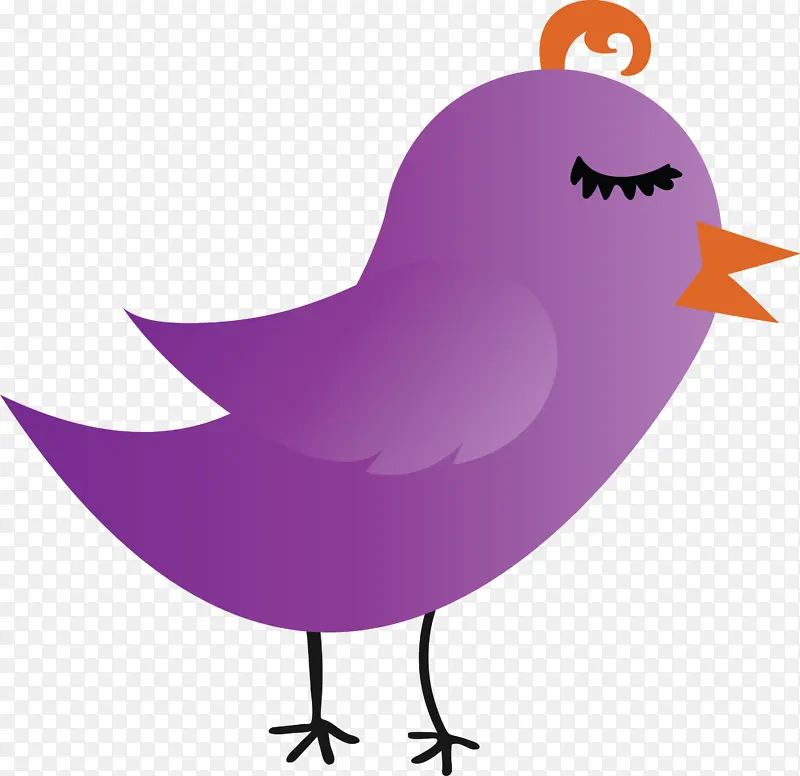 卡通鸟 可爱鸟 紫色