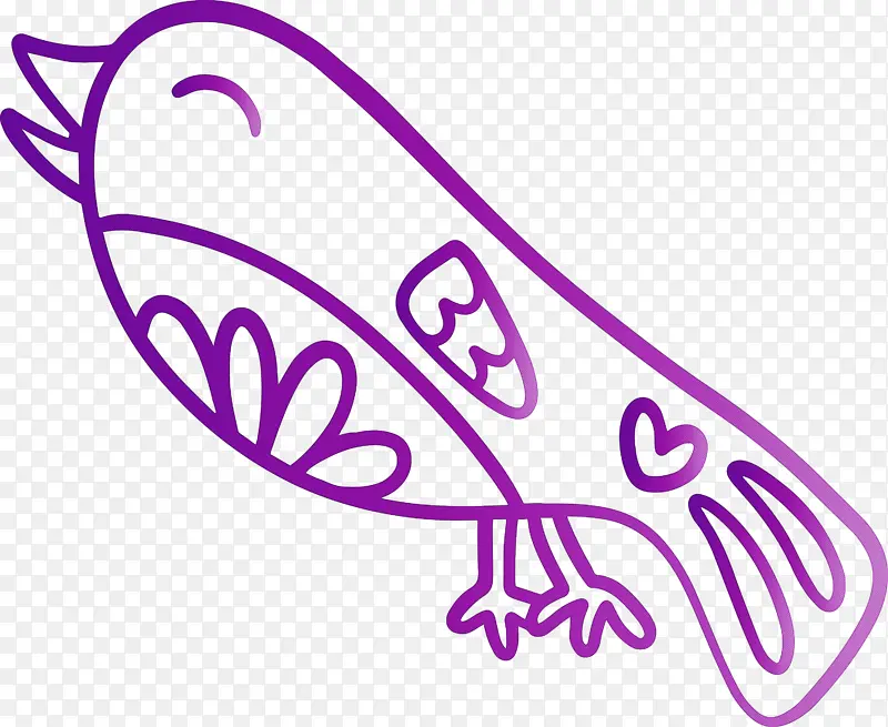 可爱的小鸟 卡通小鸟 紫罗兰