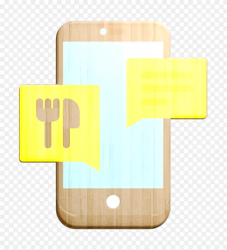 食物递送图标 智能手机图标 黄色