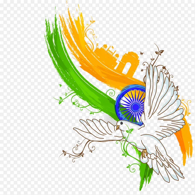 印度独立日 圆领 花朵