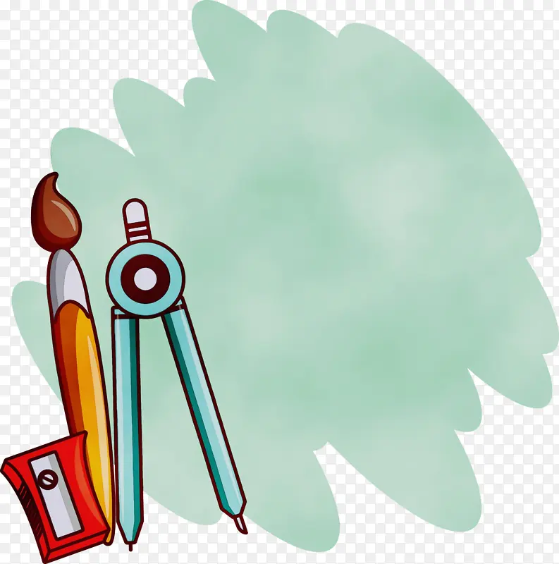 回到学校 学习用品 水彩画