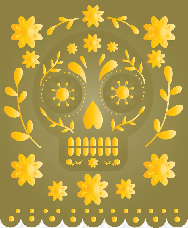 墨西哥彩旗 花卉设计 黄色