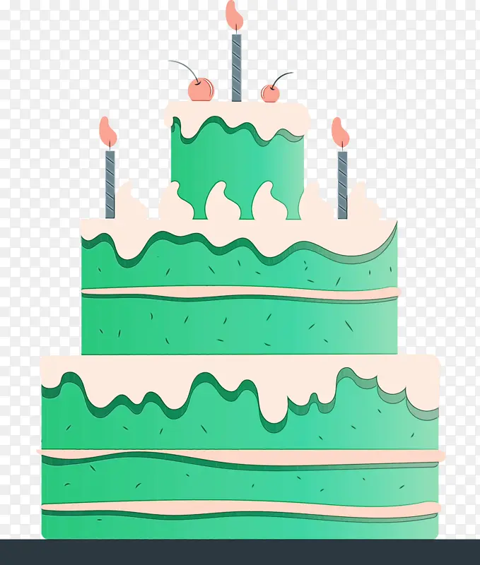 生日蛋糕 水彩 油漆