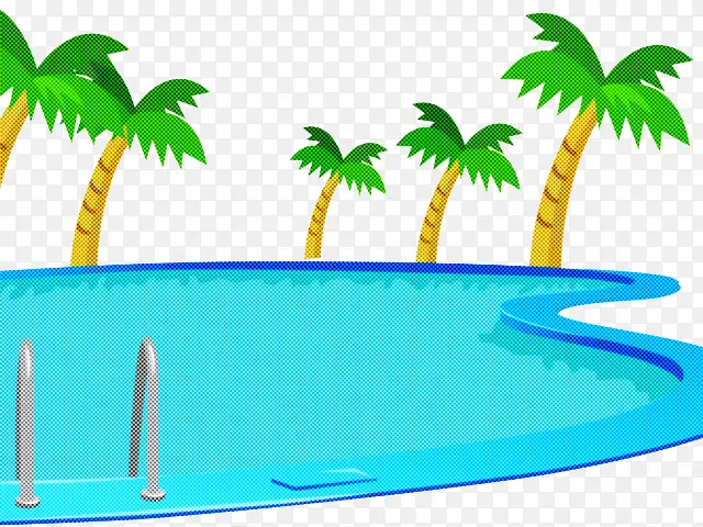 棕榈树 游泳池 卡通