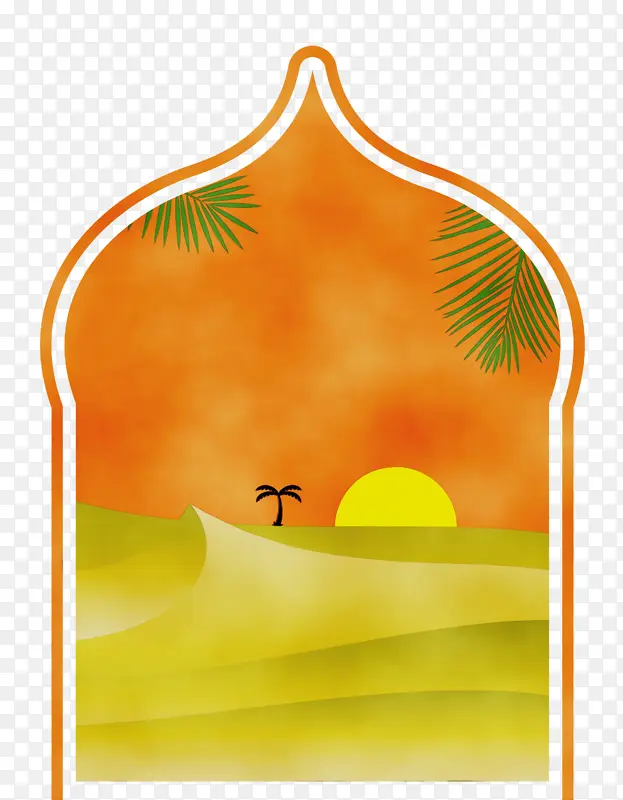 阿拉伯风景画 水彩画 颜料