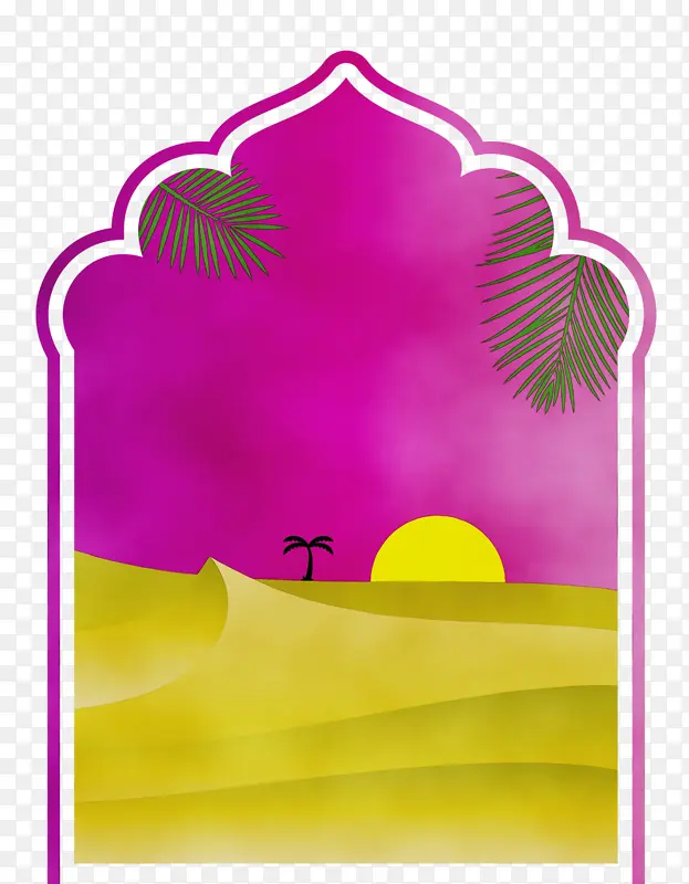阿拉伯风景画 水彩 颜料